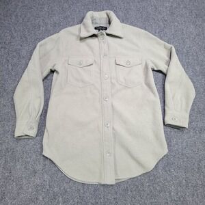 Rachel Zoe‎ Shirt Jacket Women Small Beige Fleece Button Down Long Sleeve Casual